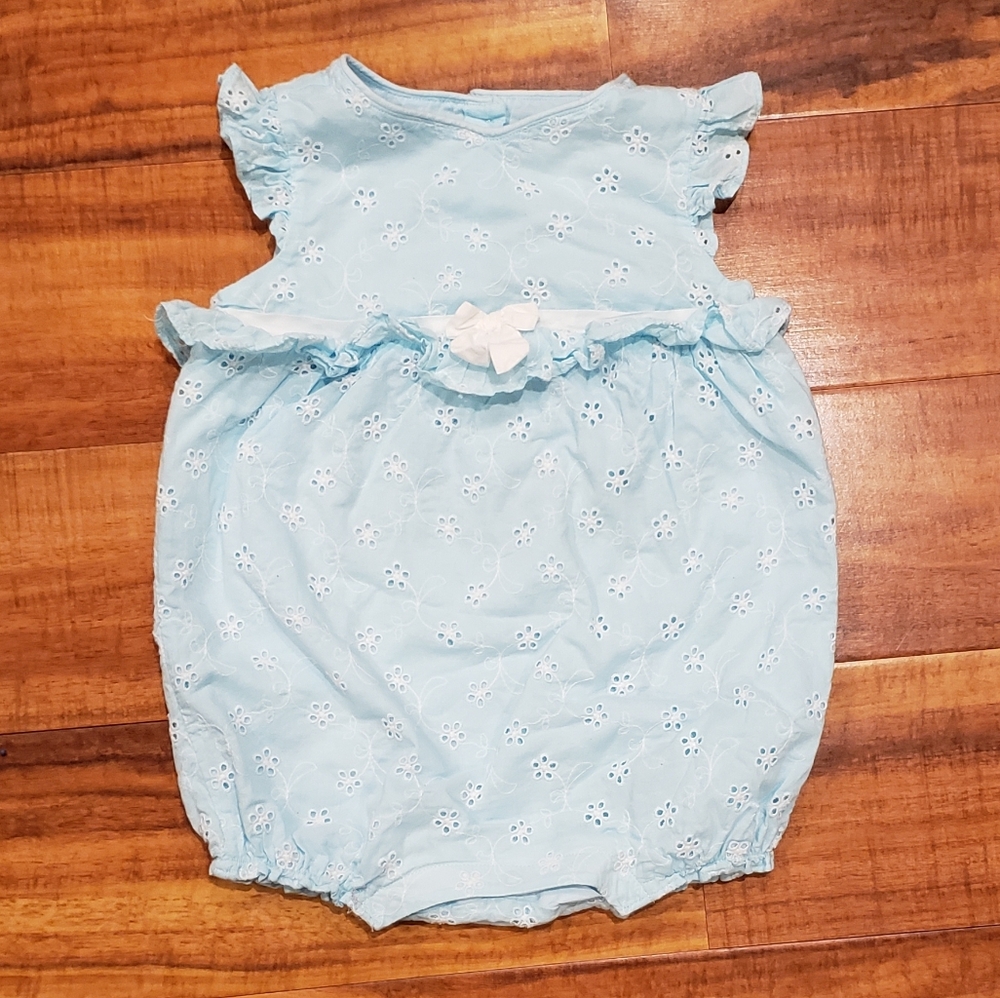 Janie and Jack EUC 12-18 months blue eyelet romper